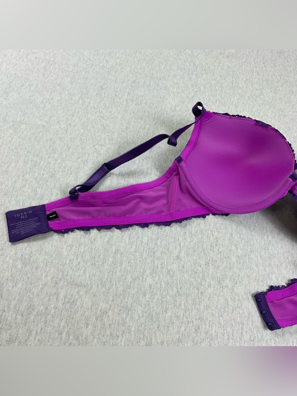 Torrid Push-Up Bra Women’s 42C Floral Lace Underwire Padded Purple and Pink - Picture 8 of 9